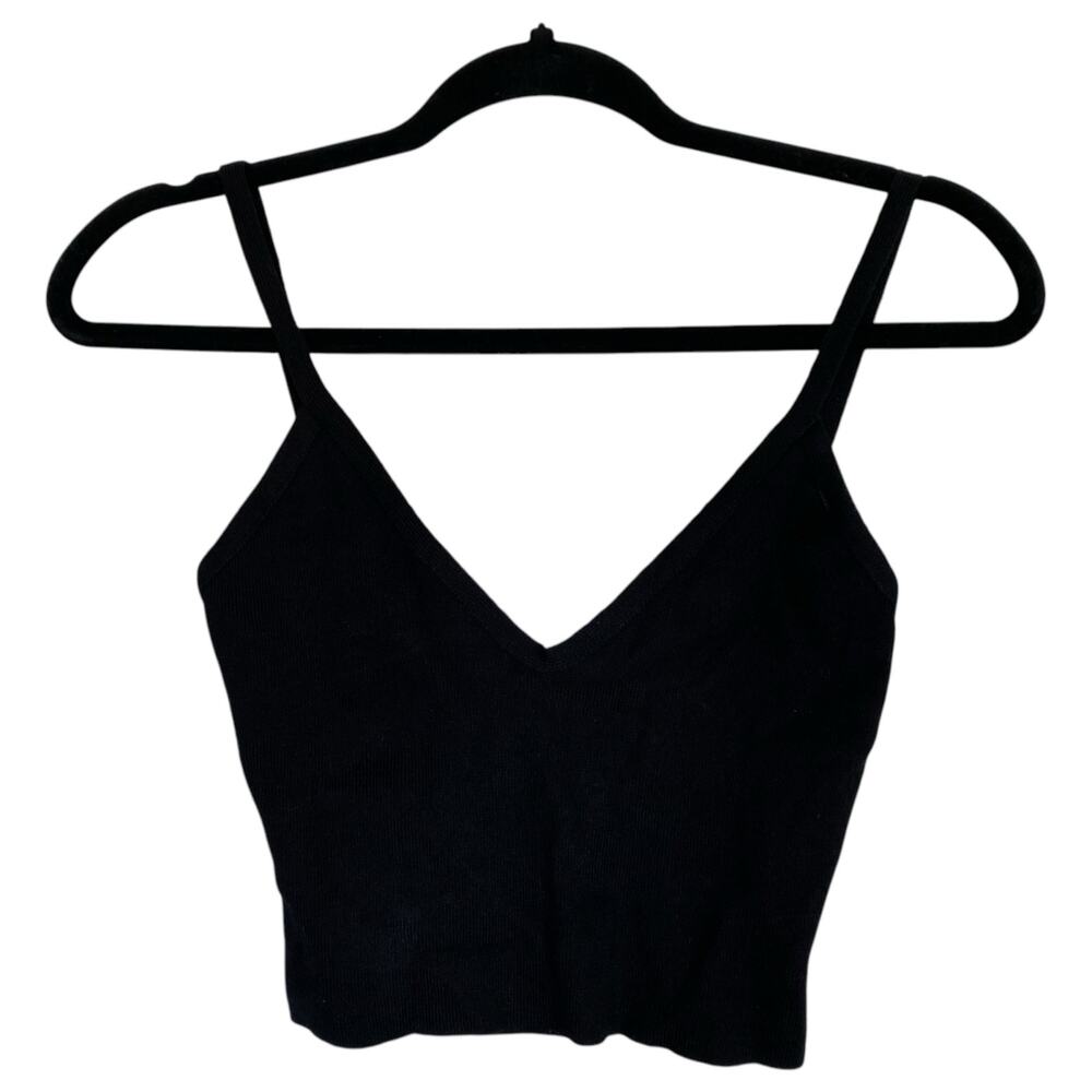 superdown Black V-Neck Cropped Cami Tank